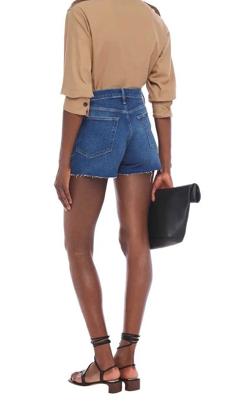 Frame Faded Raw Hem Mid Length Jean Shorts - Image 3