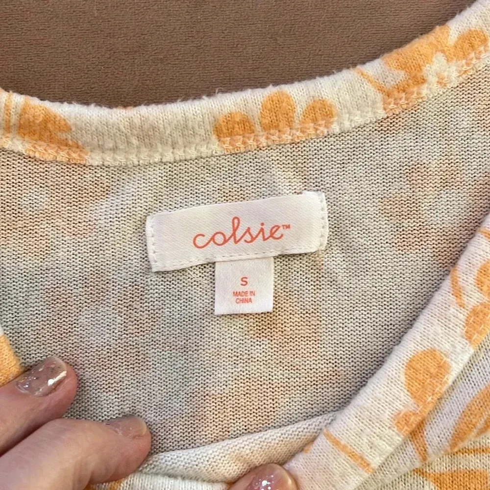 Colsie orange and off white PJ short set size small. In good condition! - Image 4