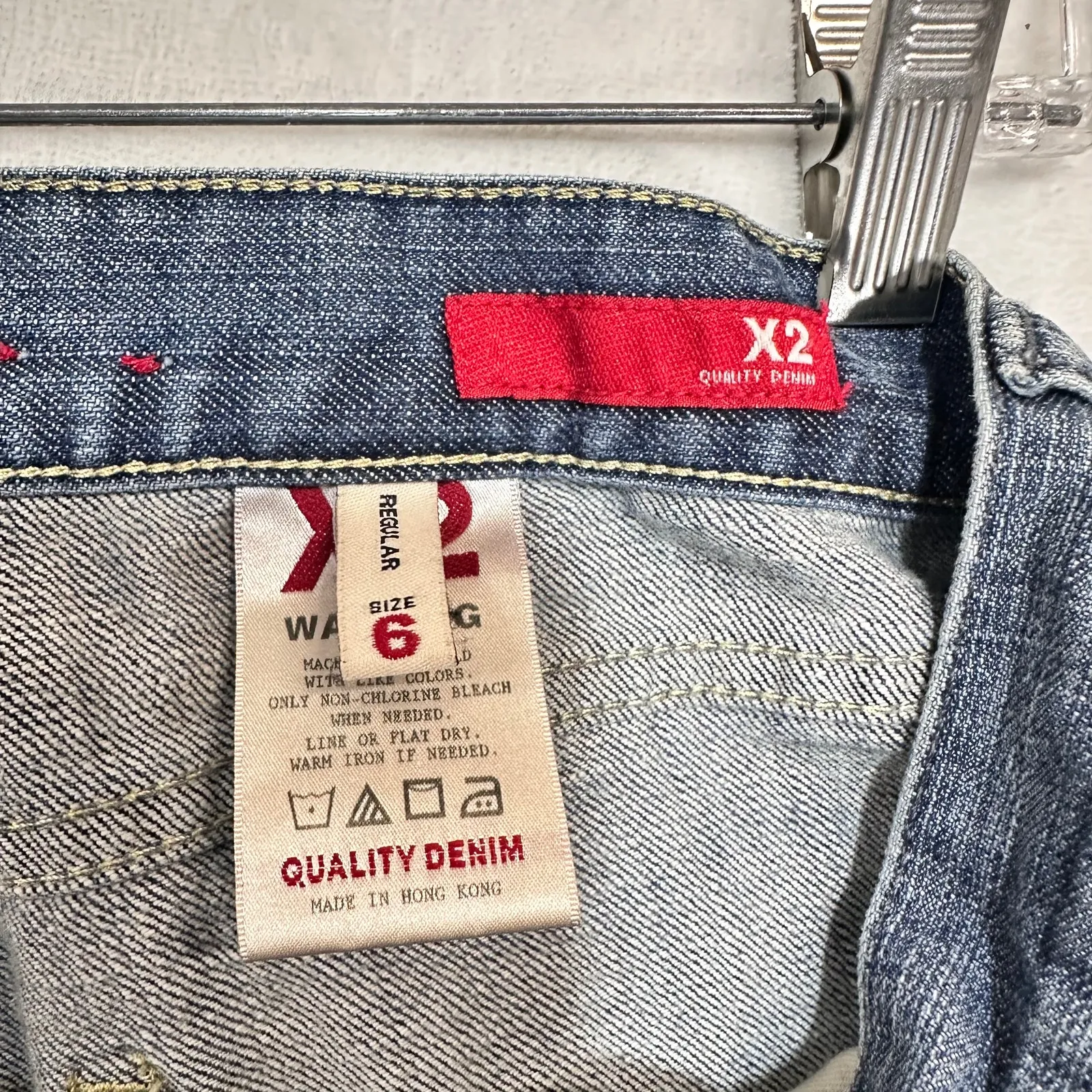 Y2K X2‎ Jeans Curvy Lowrider Denim Cute Babydoll 90s 00s Sz Medium/6 31 Waist Blue - Image 7