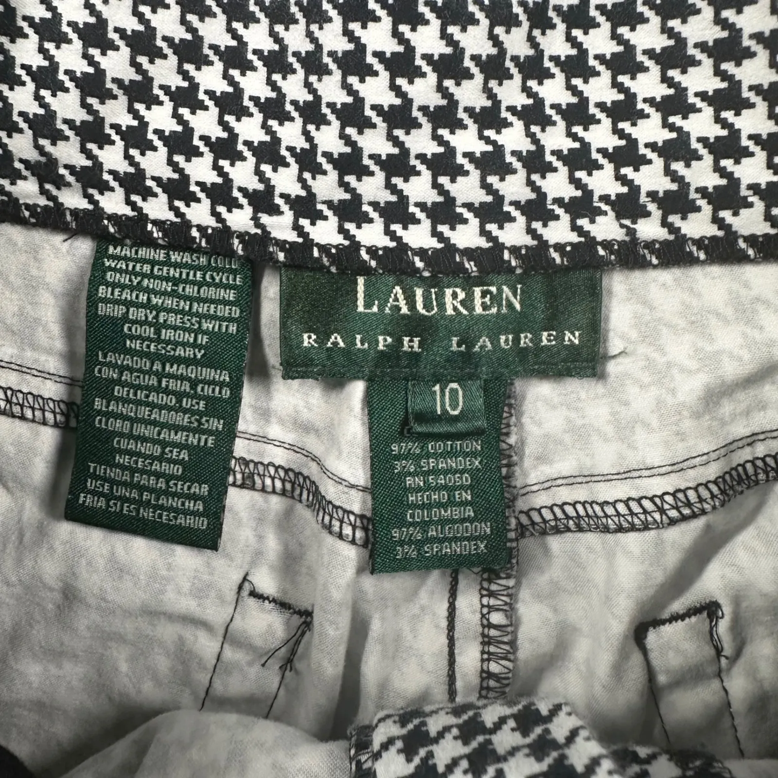 Lauren Ralph Lauren Capri Pants Womens 10 Black White High Waist Houndstooth - Image 9