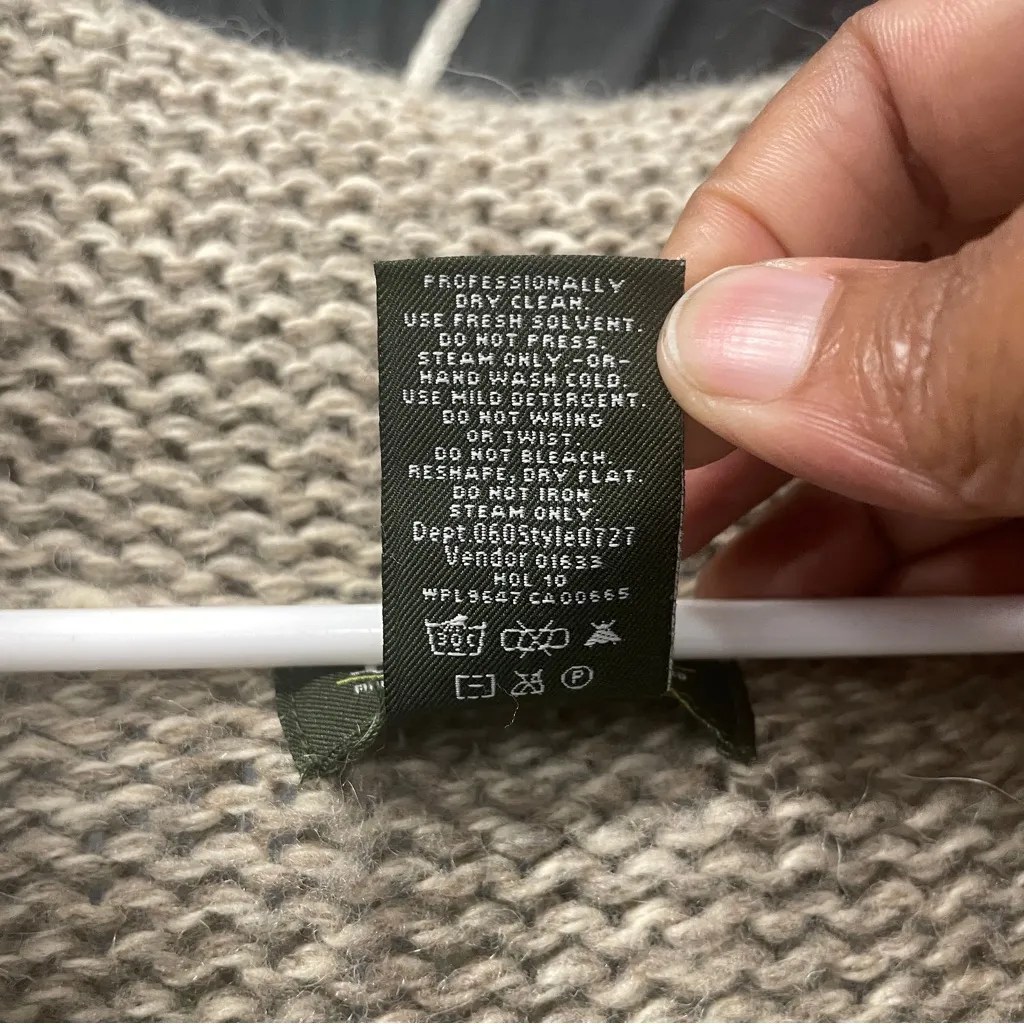 Eddie Bauer Alpaca Wool Blend Cardigan Sweater XXL Beige Knit 3/4 Sleeve - Image 4