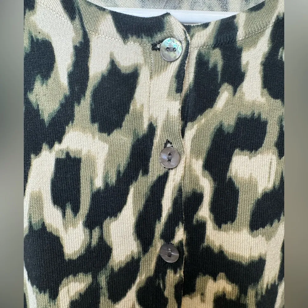 August Silk Leopard Print Cardigan Black‎ Womens Button Down Sweater - Image 4