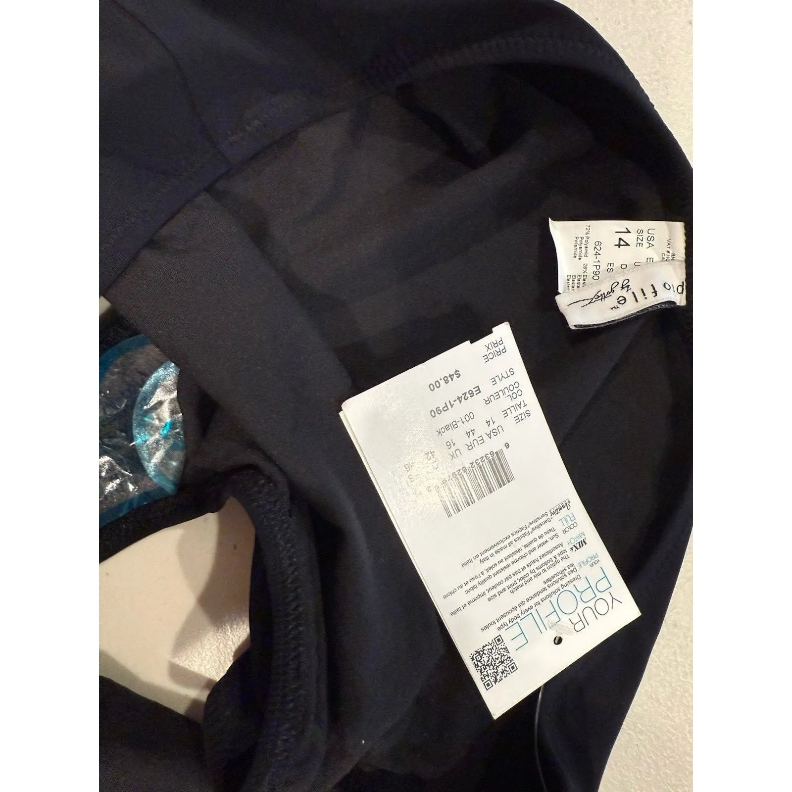 NEW Profile by Gottex Bikini Swim Bottom Women 14 Black Full Coverage Beach Pool - Image 3