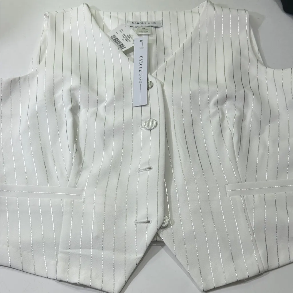 Carole White Pinstripe Women's Vest Size XL - Image 15