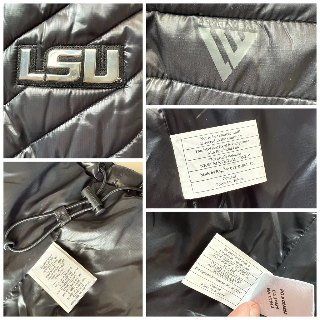 LSU Puff Sphere Vest Levelwear Black Size XL NWT Louisiana State University - Image 6