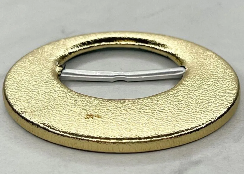 Vintage Plastic and Metal Metallic Gold Scarf Slide Shirt Tie Bar Belt Buckle - Image 5