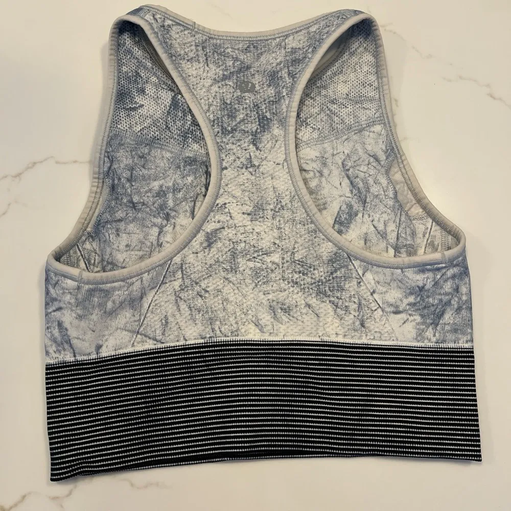 Blue and White Patterned sports bra - Image 2