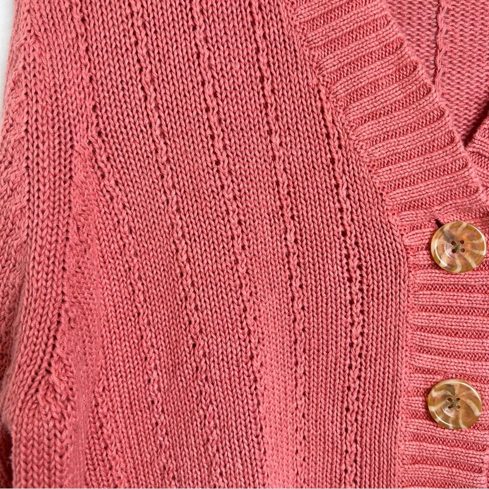 Vintage 90s Classic Elements Cardigan Sweater Women’s Large Pinkish color Linen - Image 4