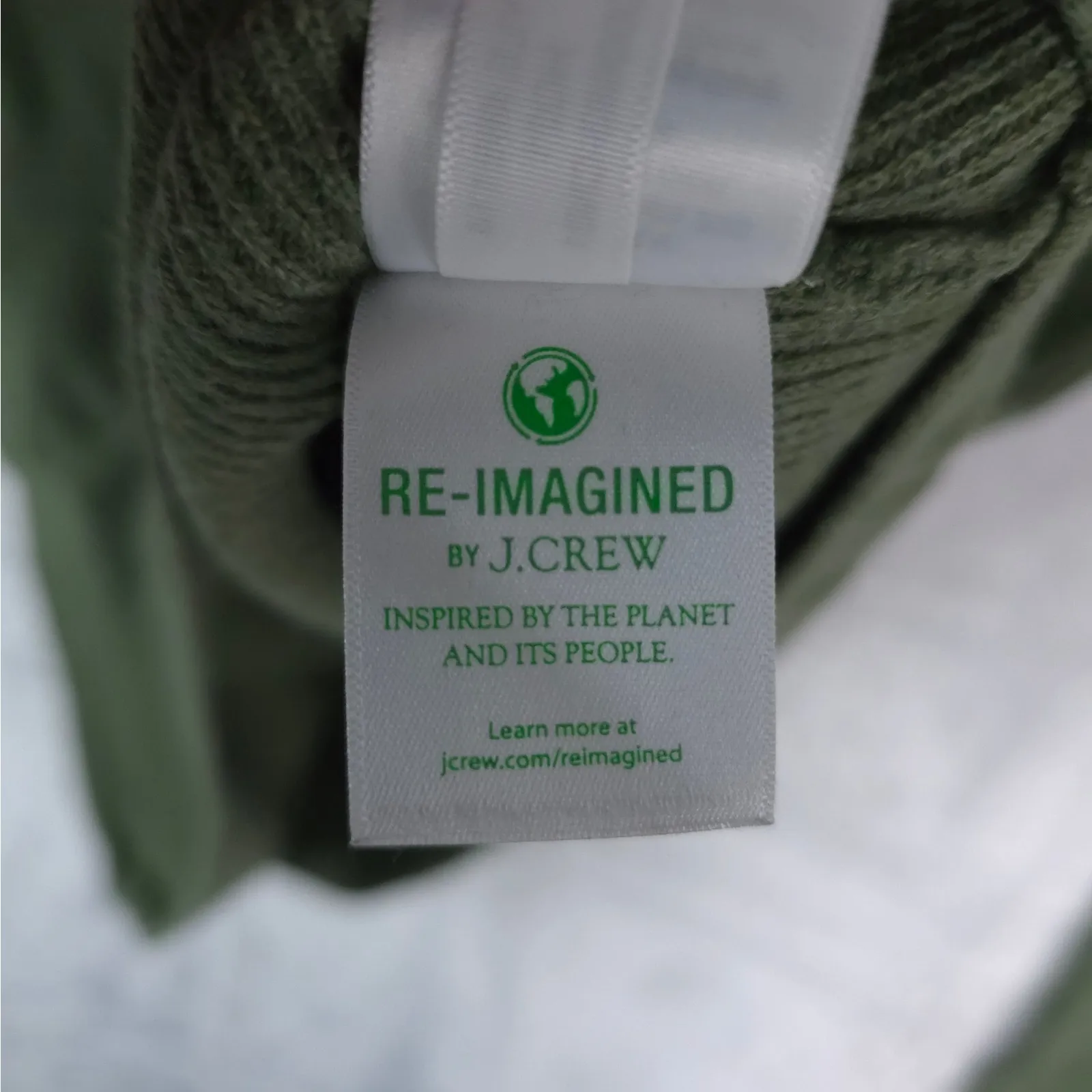 J.Crew Sweater Womens L Green Ruffle Sleeve Cotton Ribbed Knit Classic Fit Size L - Image 10