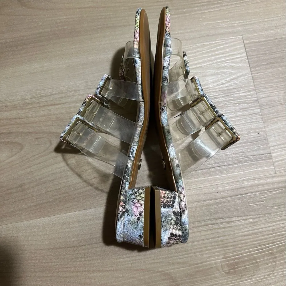 Cecelia New‎ York Lincoln Clear Strap Snake Print Buckle Slide Sandals 7.5 Pink - Image 8