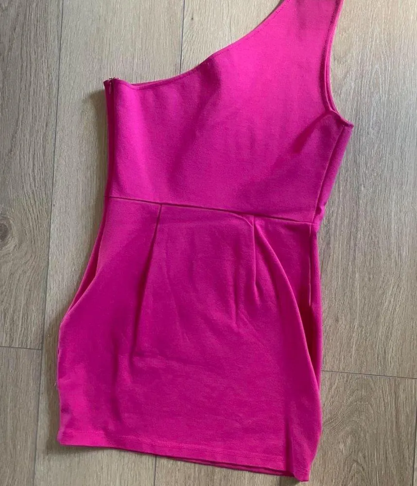 Super down hot pink mini dress - Image 6