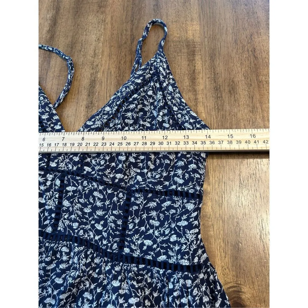 American Eagle Outfitters Womens Shorts Romper Navy White Floral Size XSmall - Image 7