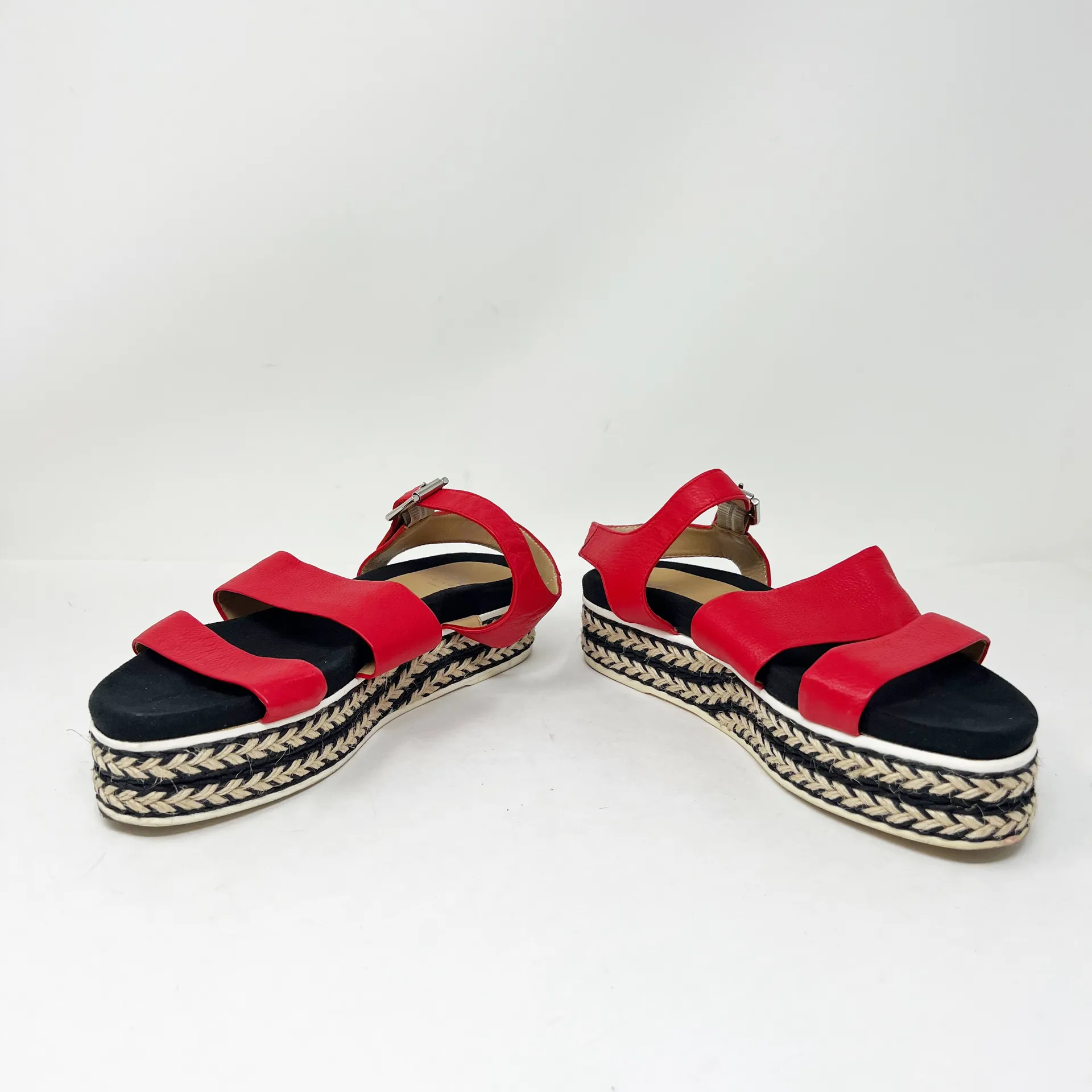 Aquatalia Made In Italy Genuine Leather Strappy Woven Platform Sandals Shoes 7 - Image 3