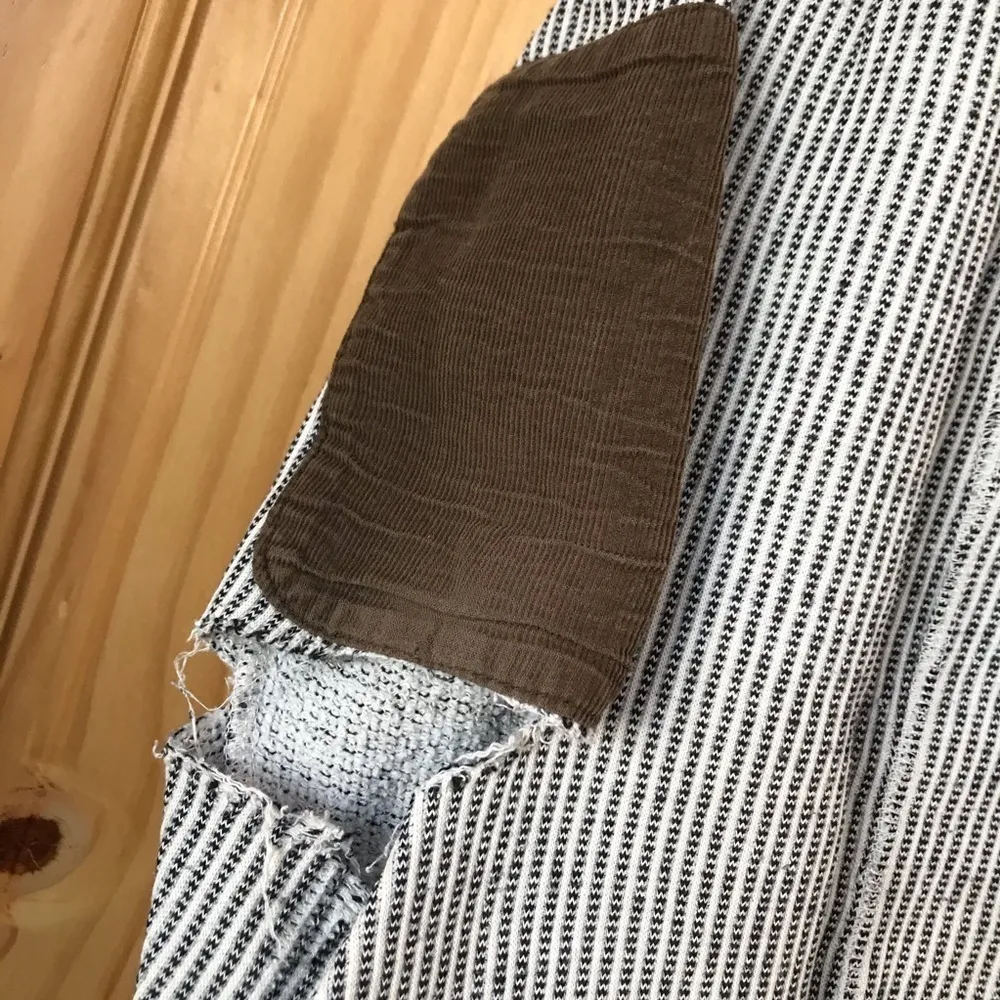 Vintage  distressed elbow patch double button front hoodie size large - Image 5