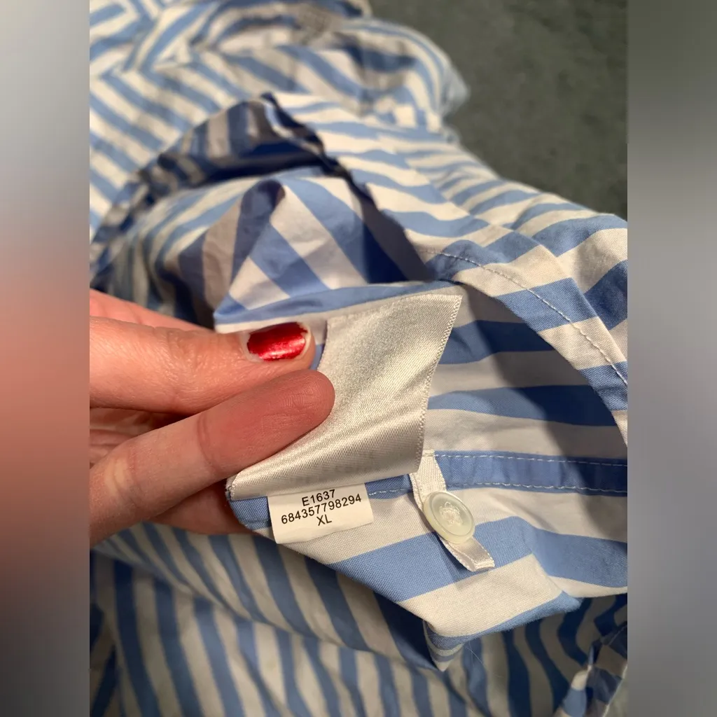 Ayr blue white striped button down shirt XL - Image 5