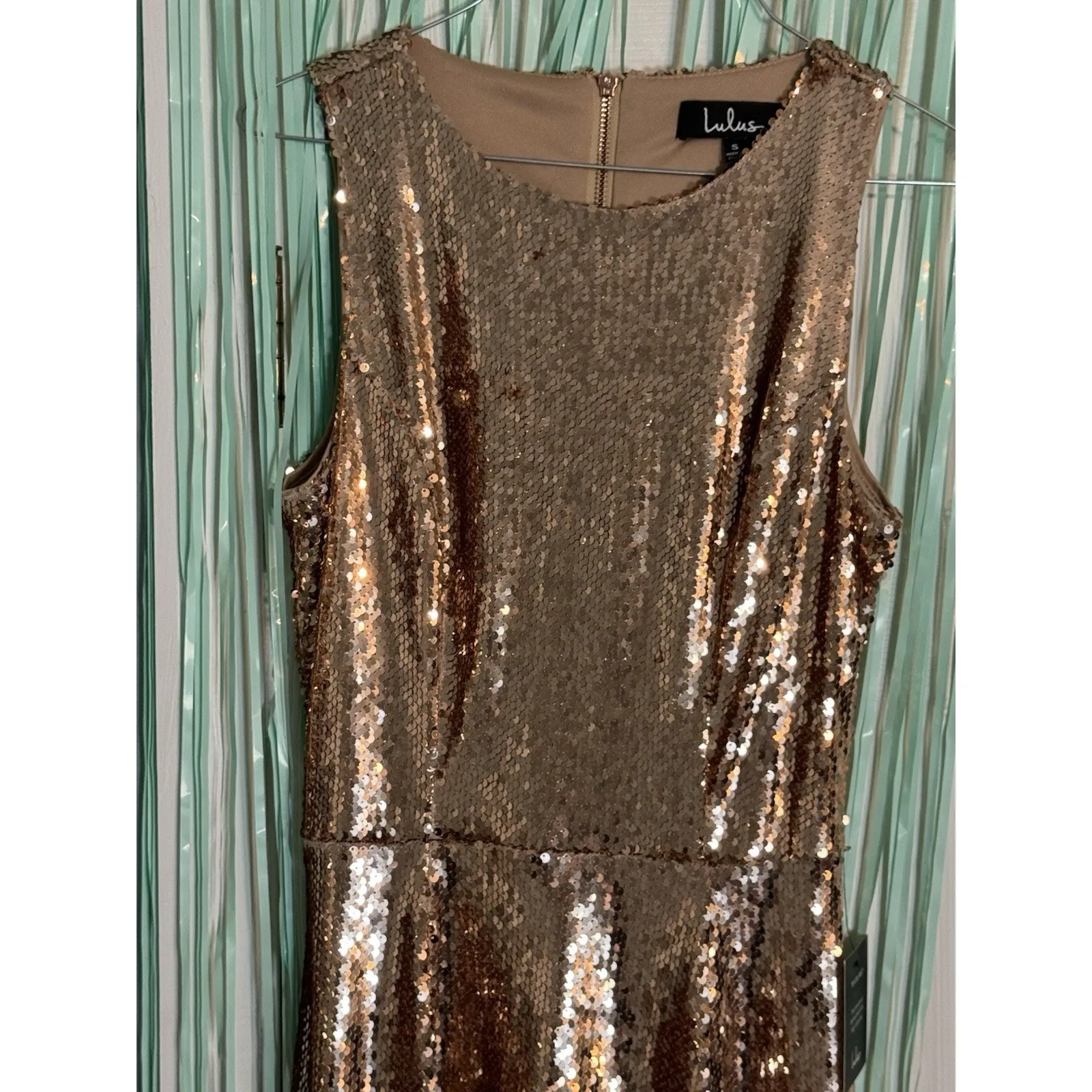 Lulus NWT  Copper Sequin Dress, Prom, HOCO, Wedding, Formal, Small - Image 5