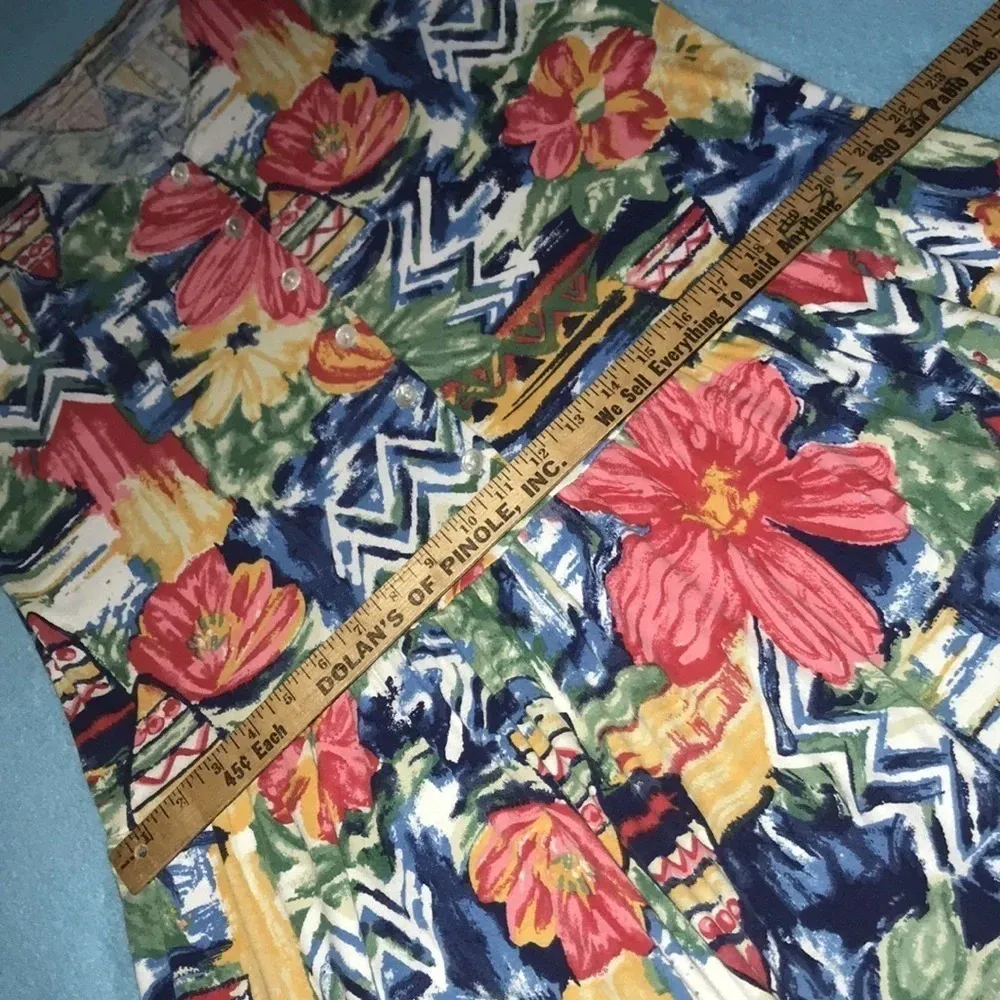 Unbranded hibiscus floral patchwork print tank cotton dress NEW size L Red Size L - Image 5