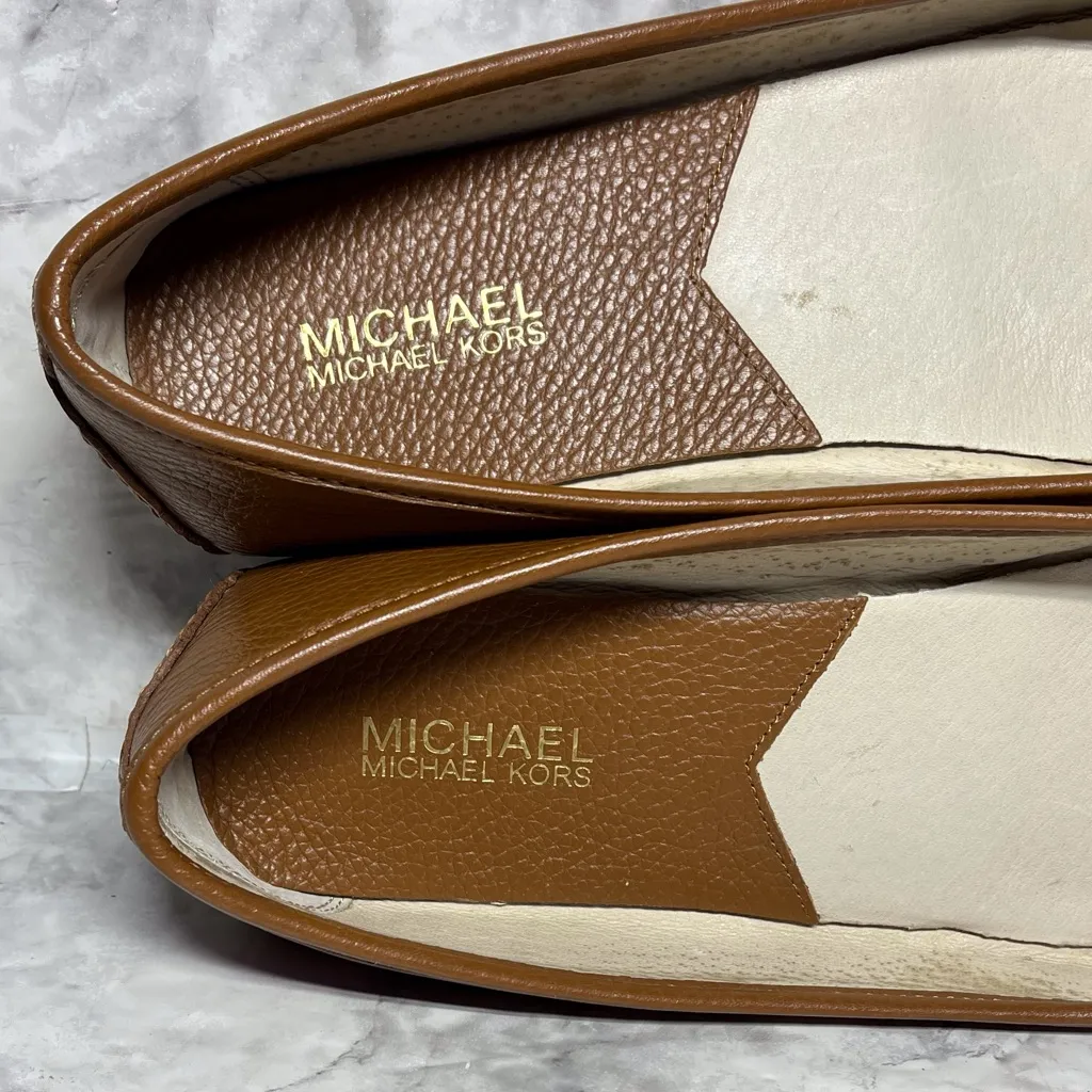 Michael Kors Fulton MK Signature Brown Tan Flat Moccasins 10M Slip On - Image 6