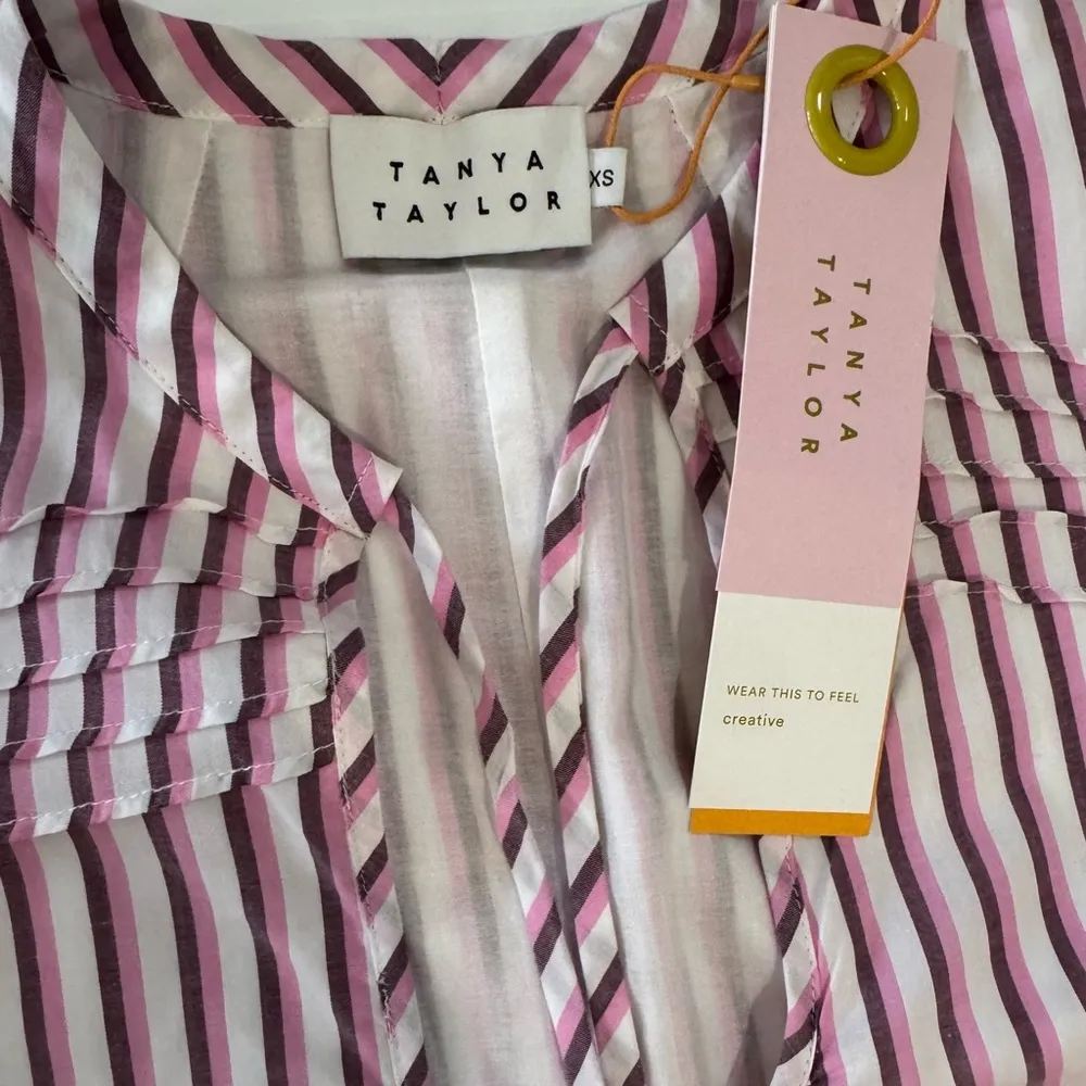 TANYA TAYLOR Calyn Stripe Mini A-Line Flounce Dress Size XS - Image 8