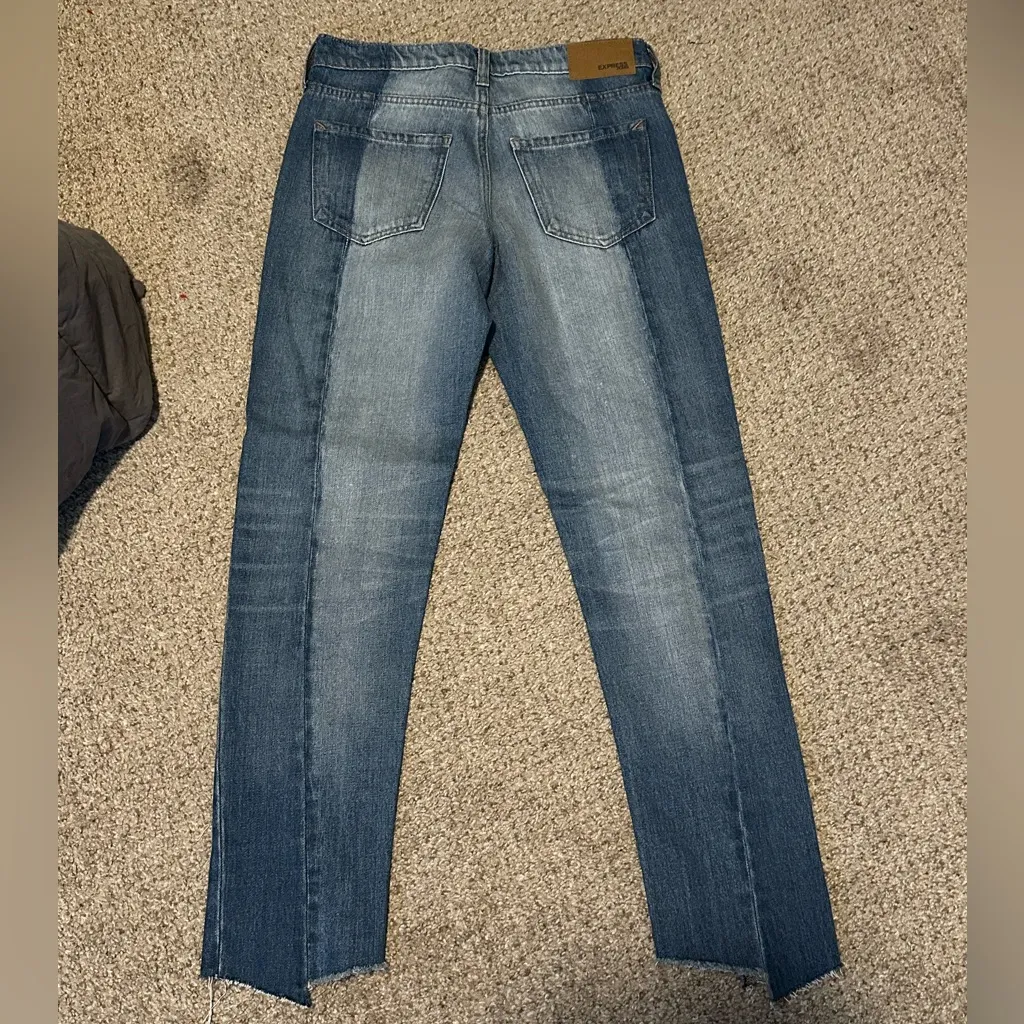 NWT - Express Original Girlfriend‎ Jeans - Raw hem, two tone size 00R - Image 4