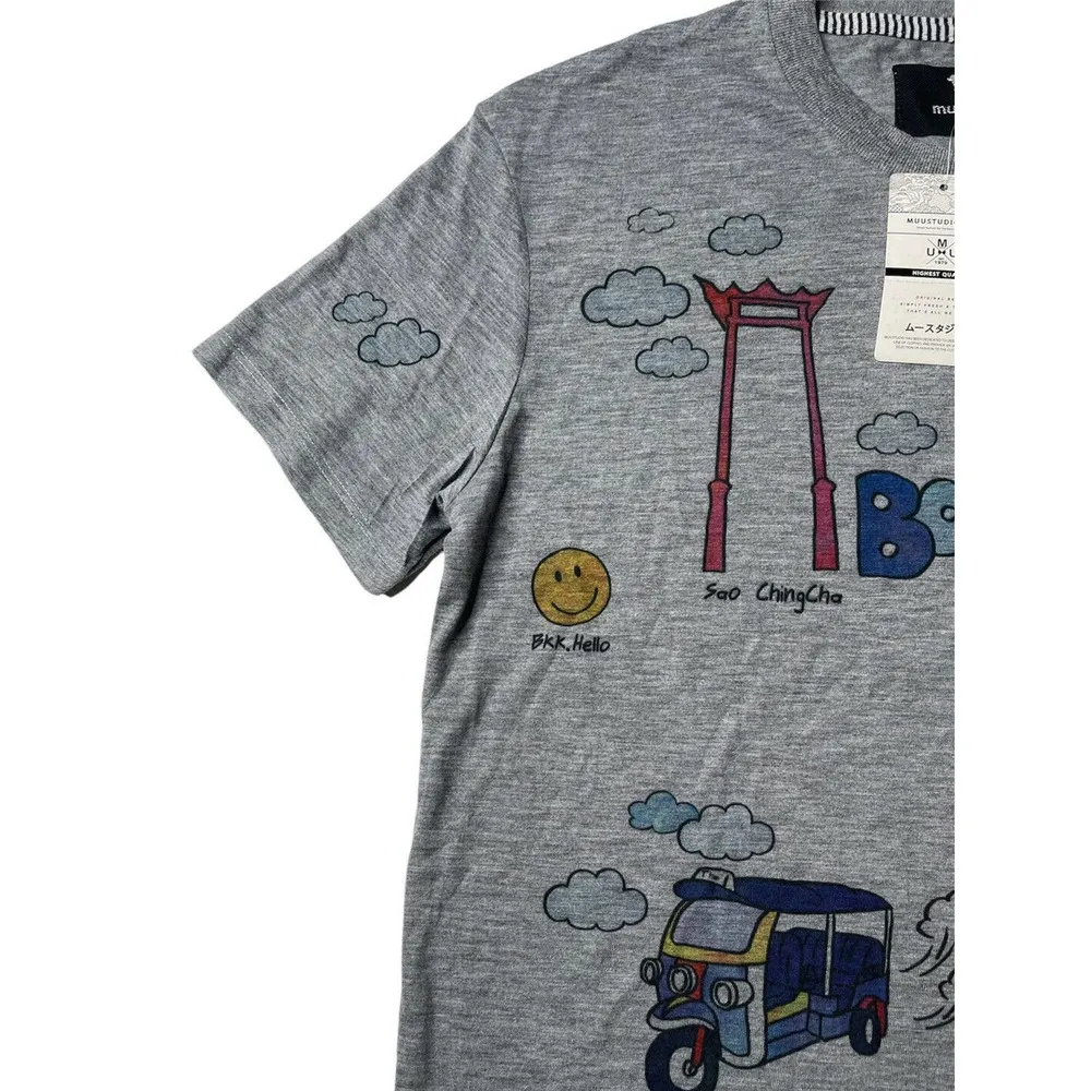 NEW Muustudio Muunique Bangkok Drawing Artist Gray Tourist Souvenir T - Image 8