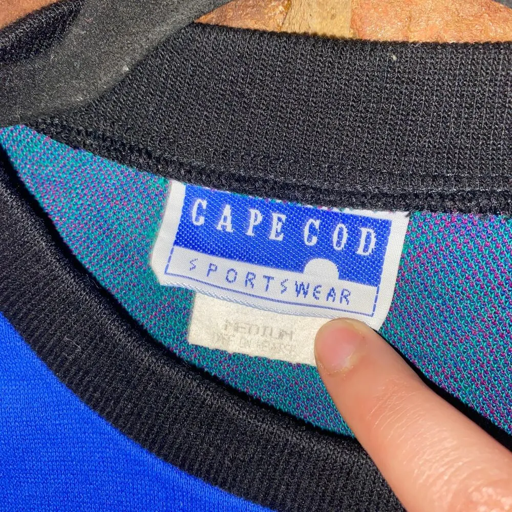 Cape Cod Sportswear Vintage Blue Purple Floral Long Sleeve Knit Top Size Medium - Image 4