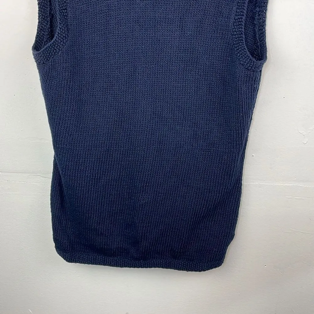 Lauren Ralph Lauren Navy Blue Knit Vest sleeveless cotton size Small - Image 6