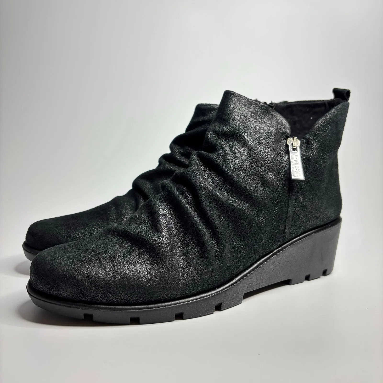 The FLEXX Slingshot Leather Wedge Booties in Black Graffio Size 9 - Image 6