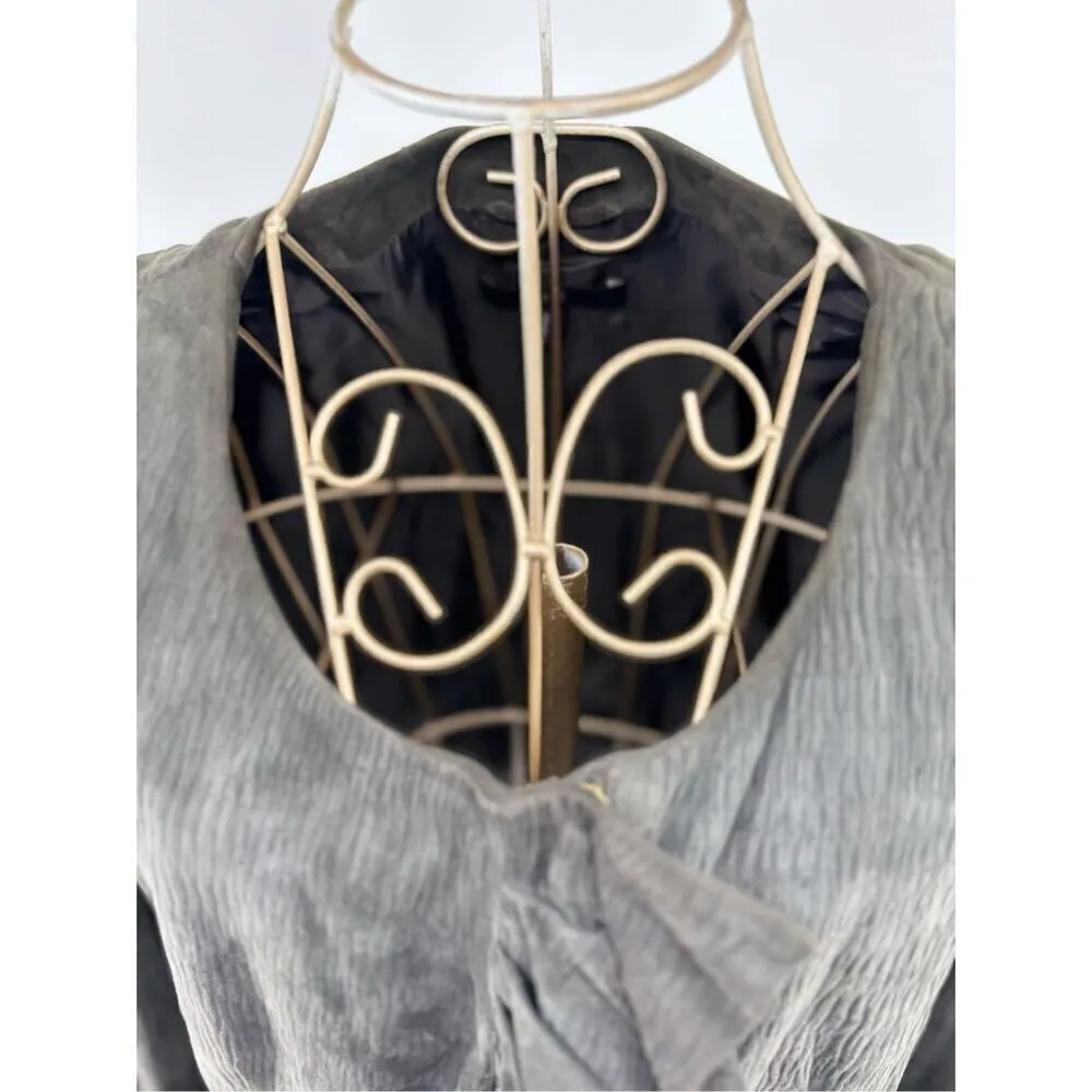 Hugo Boss Women's Goat Leather Suede Jacket Blazer Gray Green Size 6 vintage - Image 11