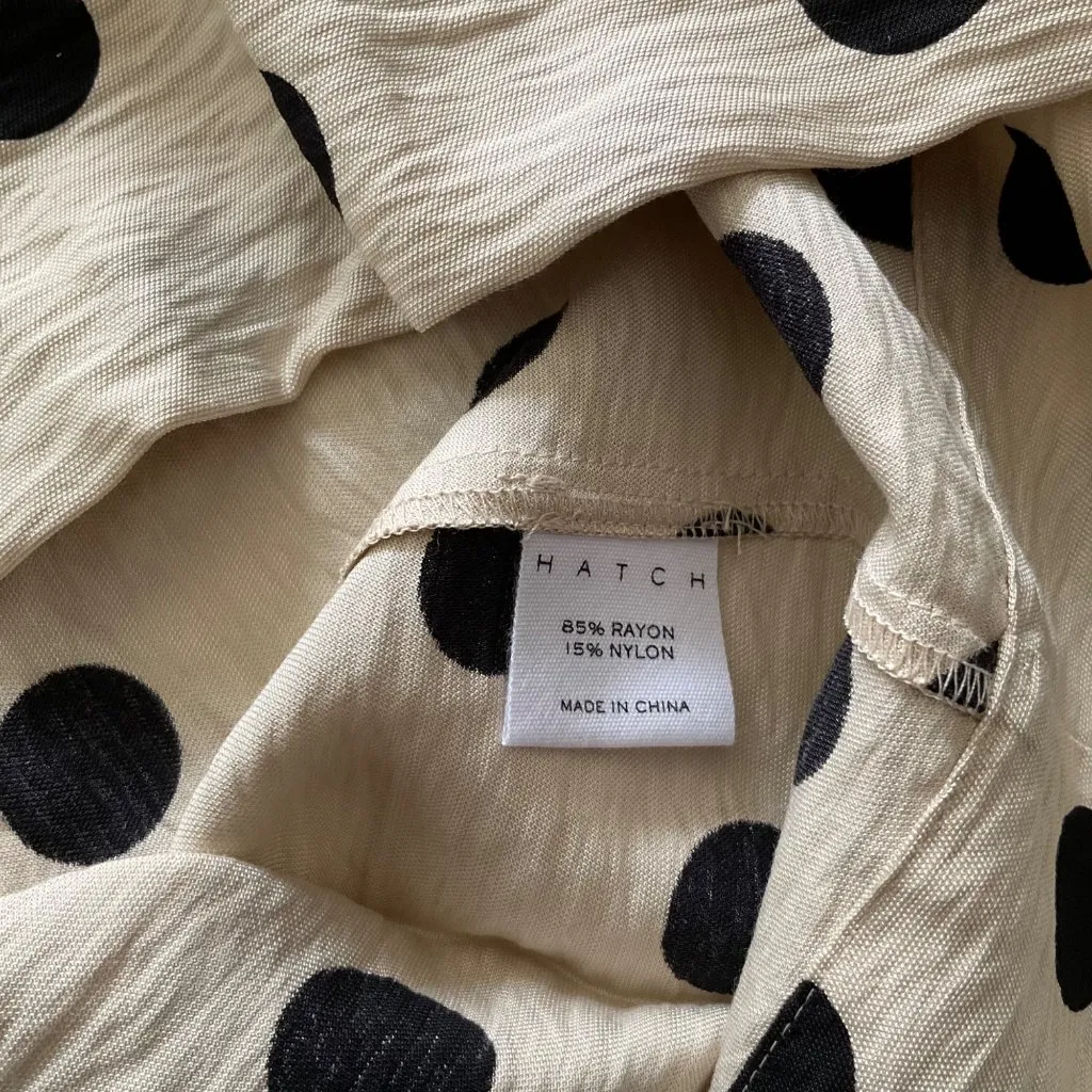 NWT Hatch Collection Tori Wrap Polka Dot beige Midi Dress hatch2 waist58in bust3 Black Size undefined - Image 8