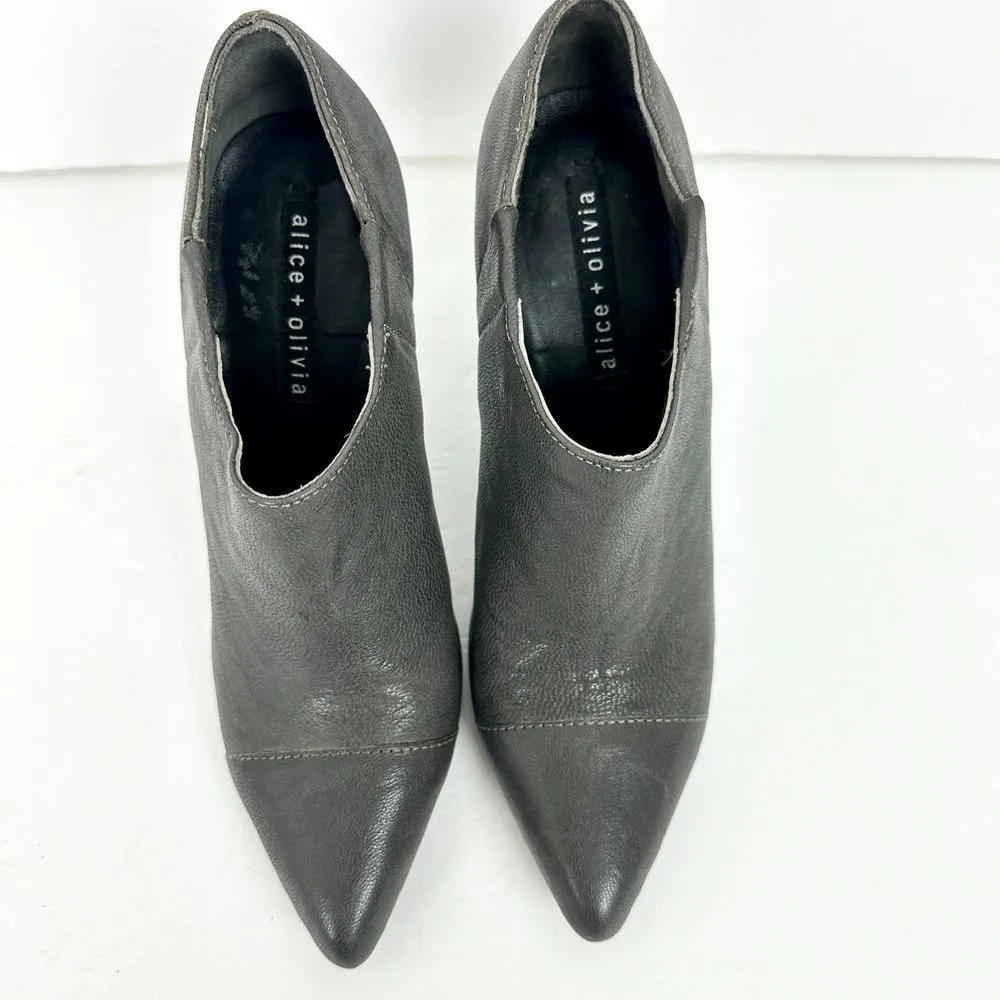 Alice + Oliva Dex Leather Ankle Boot Size 6 EU 36 Gray Stiletto Heel - Image 6