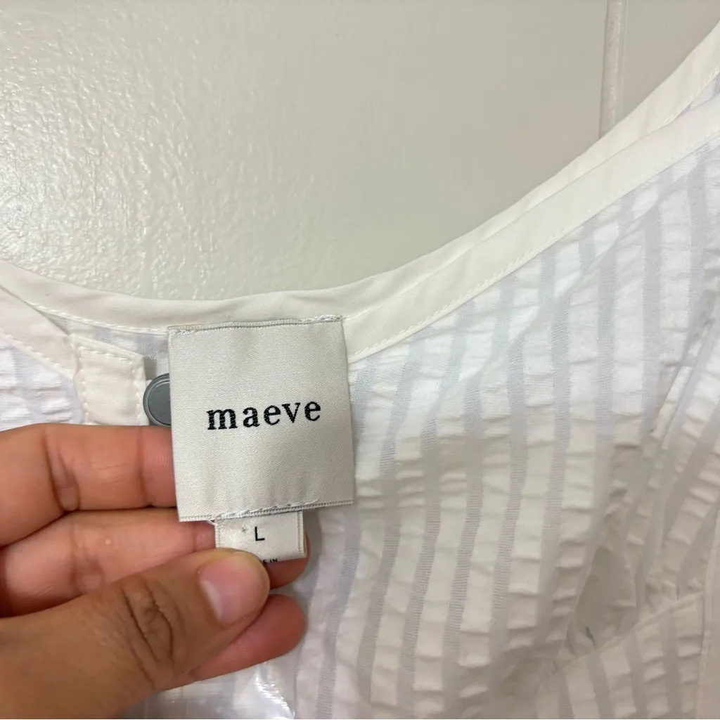 Anthropologie White Maeve Puff-Sleeve Sweetheart Top Size L NWT (READ) - Image 4