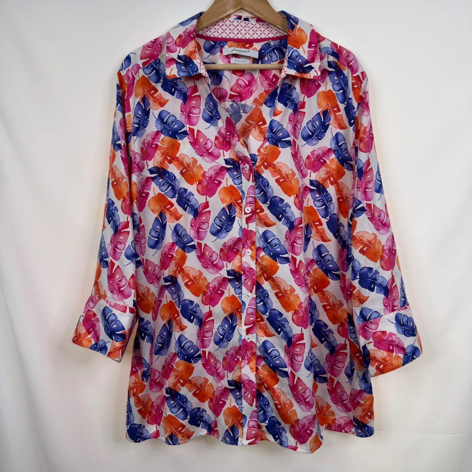 Foxcroft Multi Color Novelty Print Wrinkle Free Button Down Size 22W - Image 3