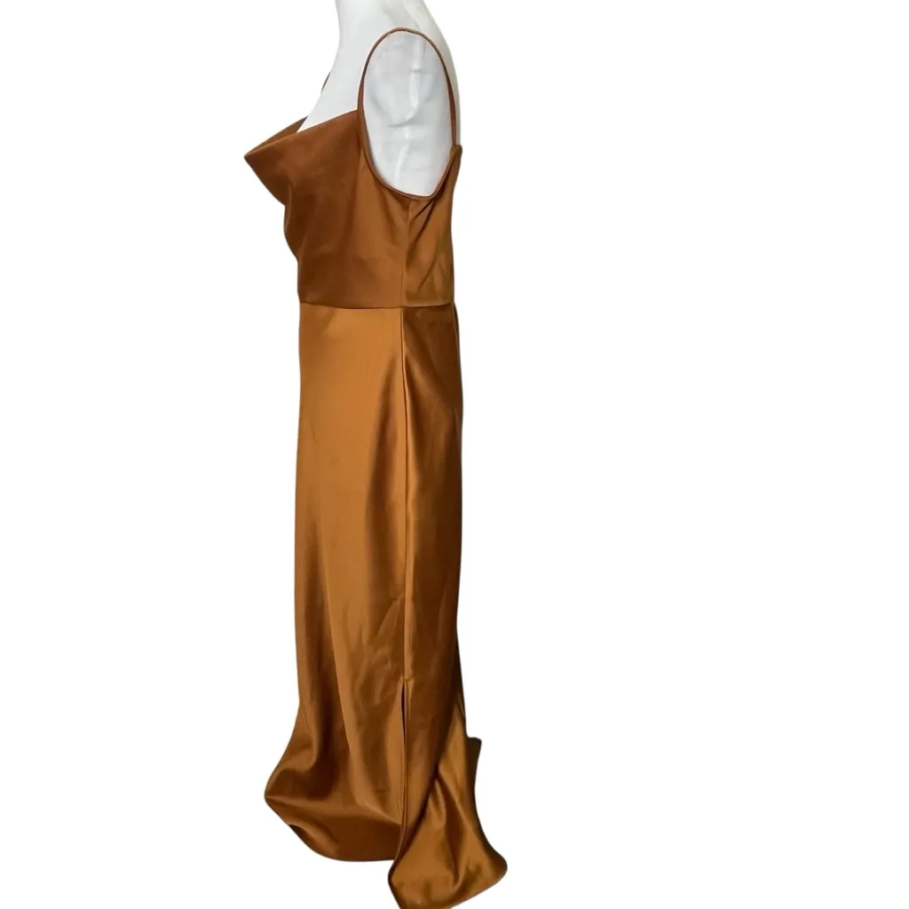 Sachin & Babi Cali Satin Dress Women’s Size 10 Bronze Slip Midi Evening Formal - Image 3