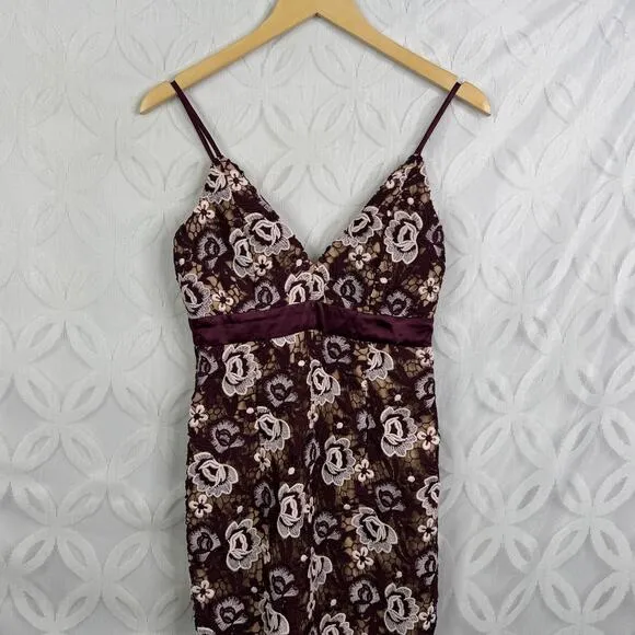 Bardot Dahlia Floral‎ Lace Purple V Neck Asymmetrical High Lo Dress Size 4 NWT - Image 3