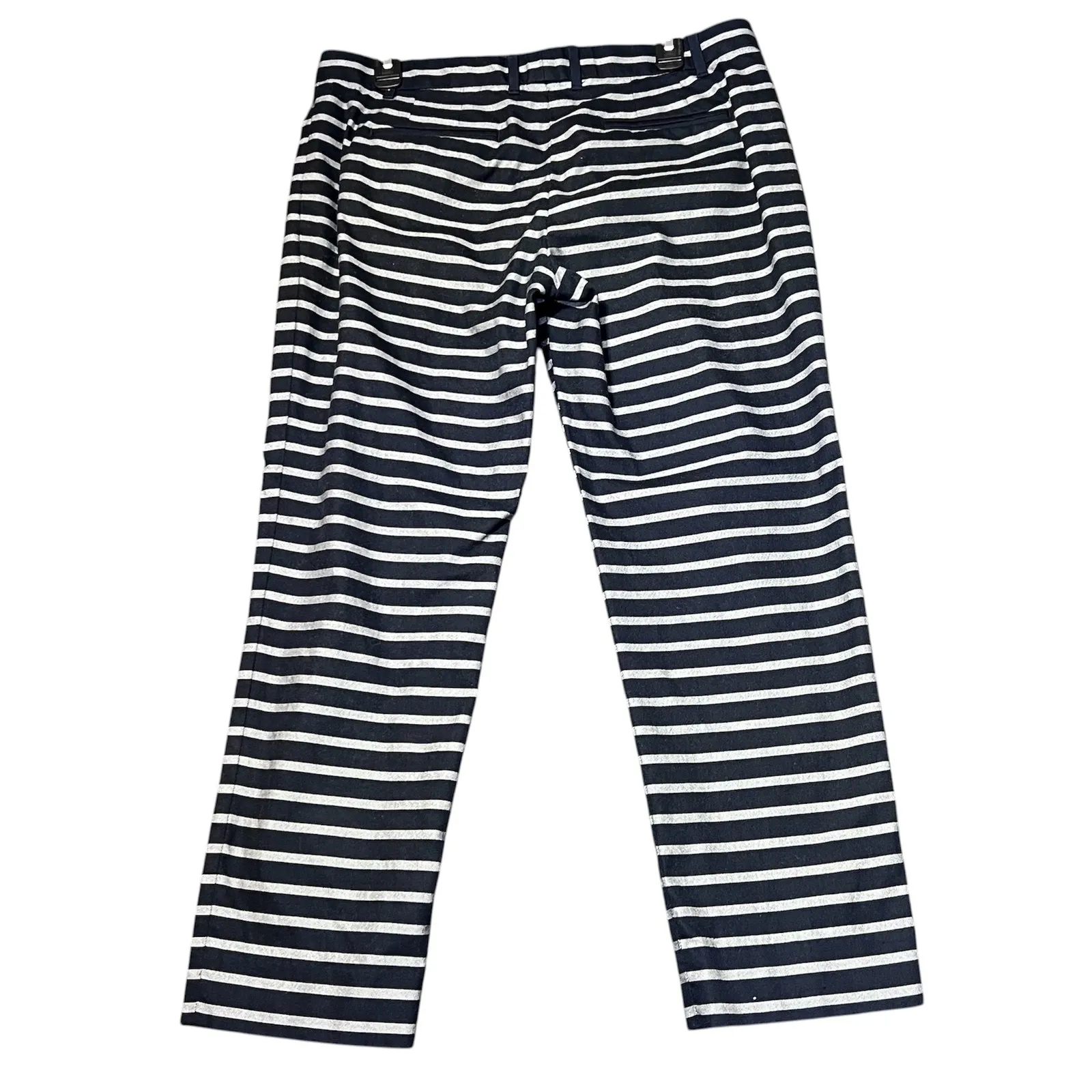 Gap Slim Cropped Striped Pants Womens 8 Black Grey Stretch Office Casual Party - Image 3