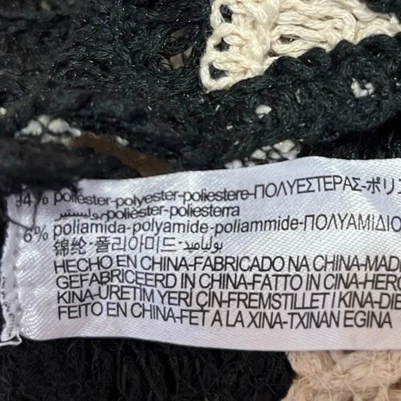 Zara Black Cream Crochet Sleeveless Knit Square Neck Strappy Crop Tank Top Sz S - Image 7