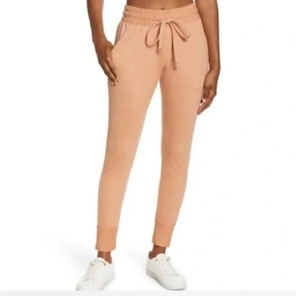 Free People Movement Sunny Mid Rise Joggers Pants Orange Peach M - Image 2