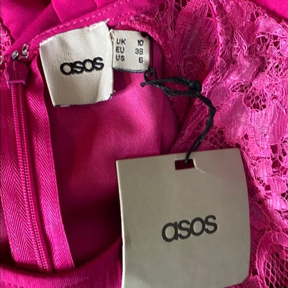 Asos Magenta Pink Lace Dress 6 NWT - Image 5