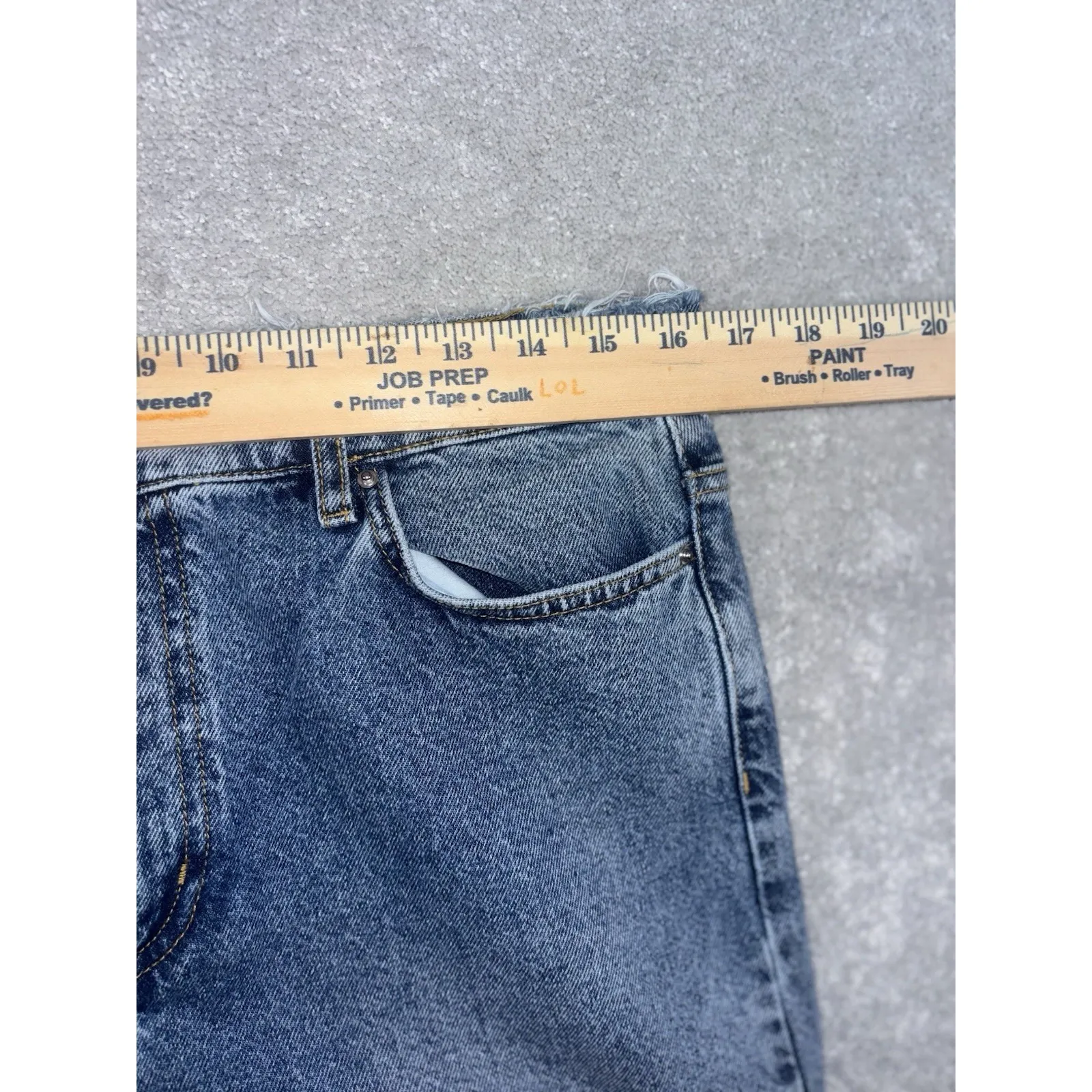 womens khy jeans 30 classis straight leg jeans fray raw hemmed wash high rise Blue - Image 10