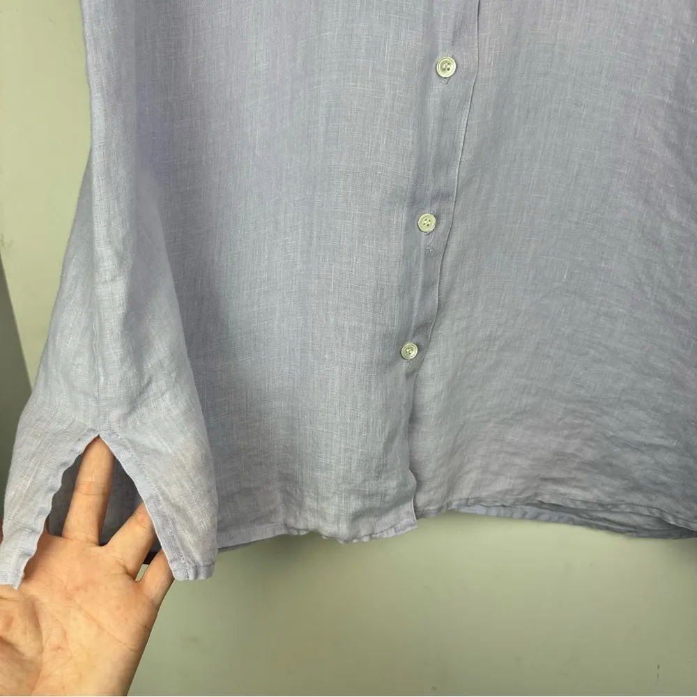 Brooks Brothers Womens Irish Linen Button Down Shirt Top Sz Large Purple - Image 9