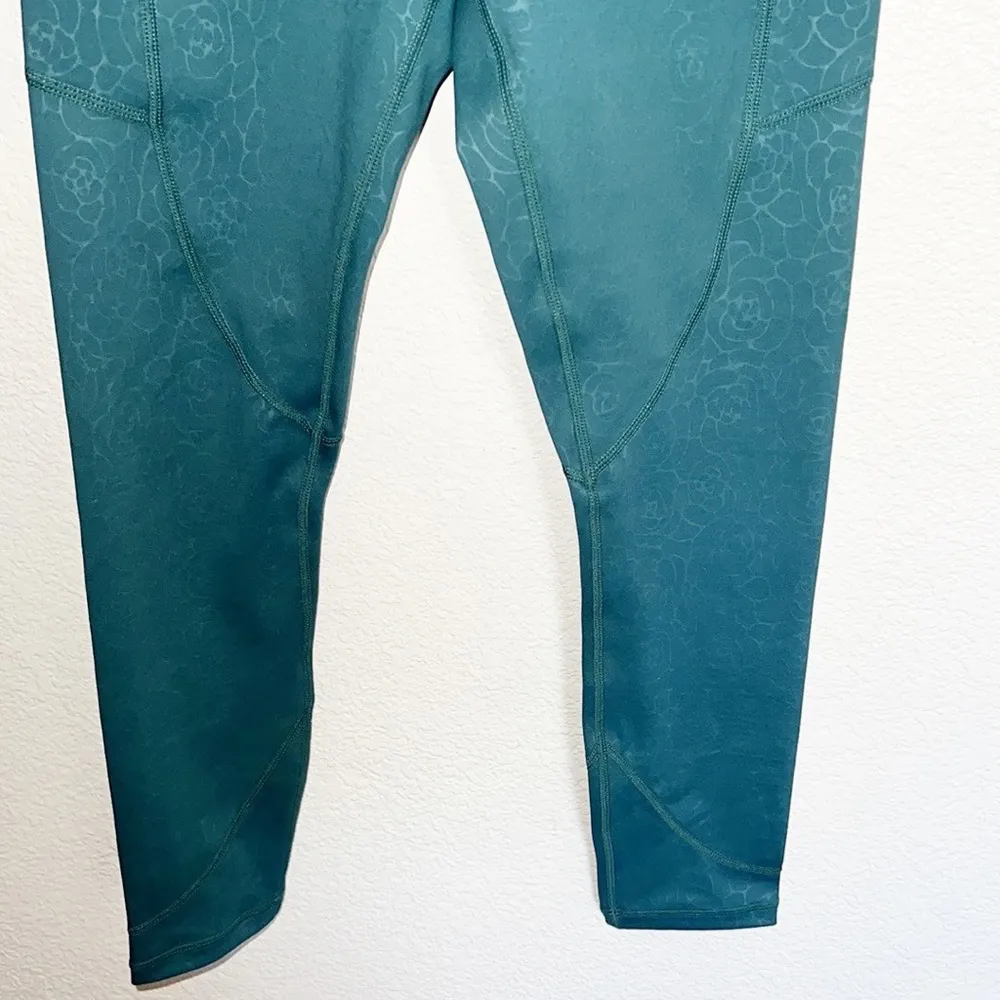 Zyia Active Light N Tight Dark Teal Embossed Floral High Rise Leggings - Image 2