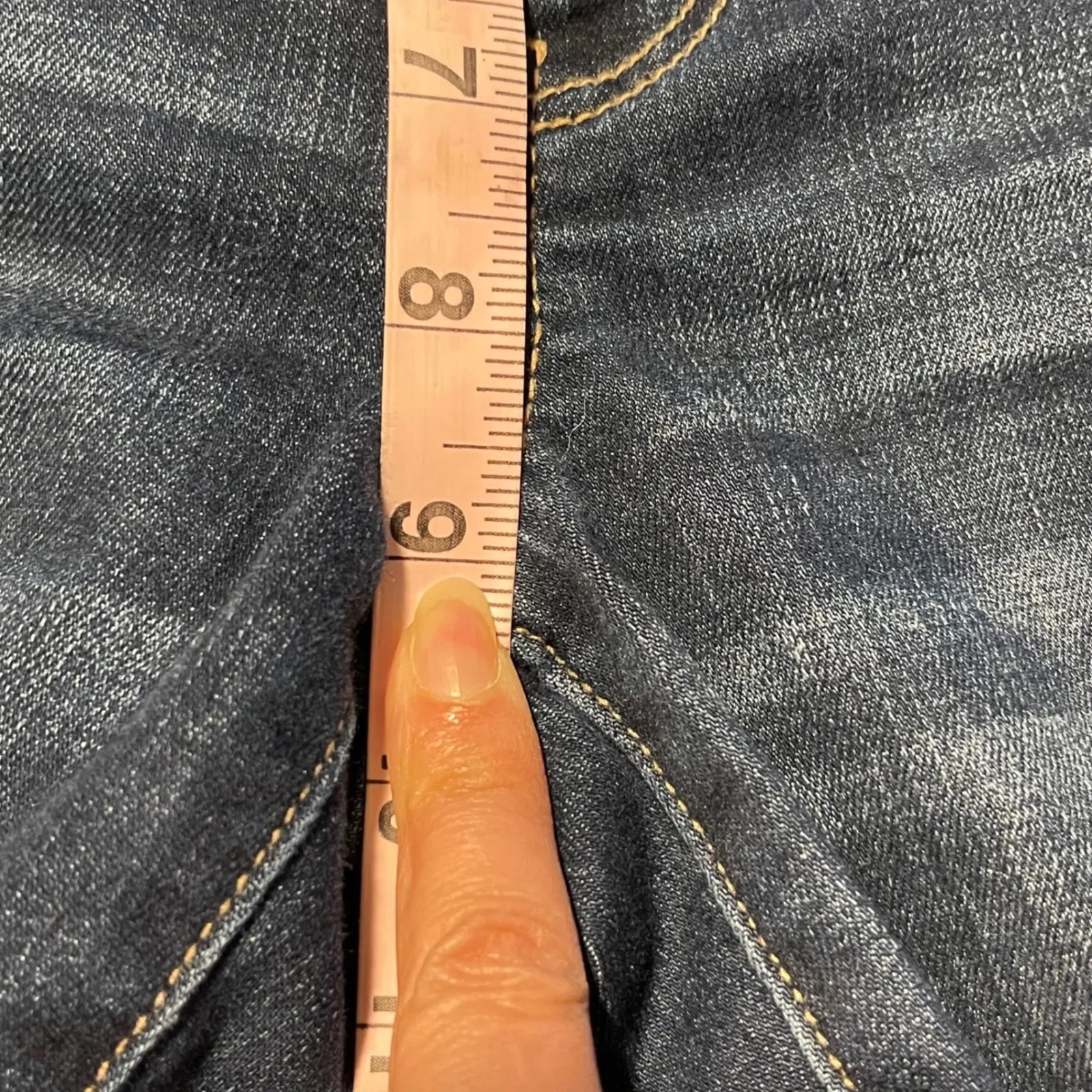 American Eagle Outfitters Womens Jeans Dark Blue Wash Stretch Frayed Hem Size 8 - Image 8