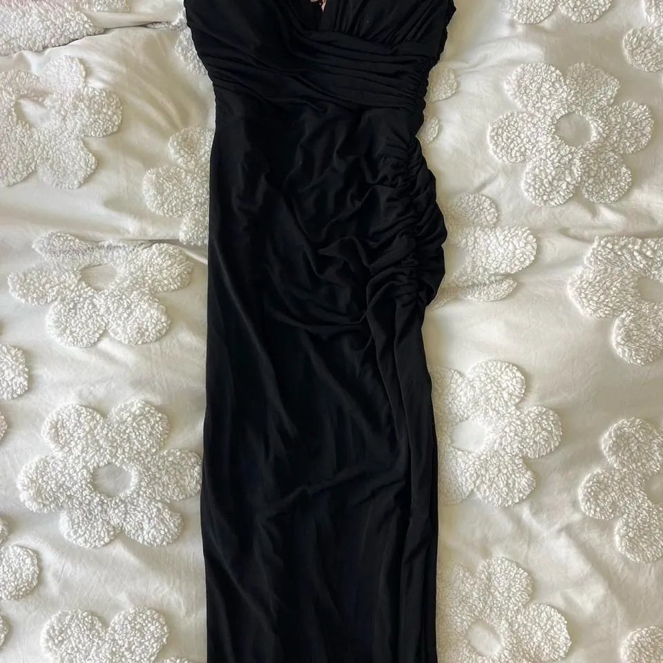 Nookie Black Dress with Gold Chain Detail - Image 2