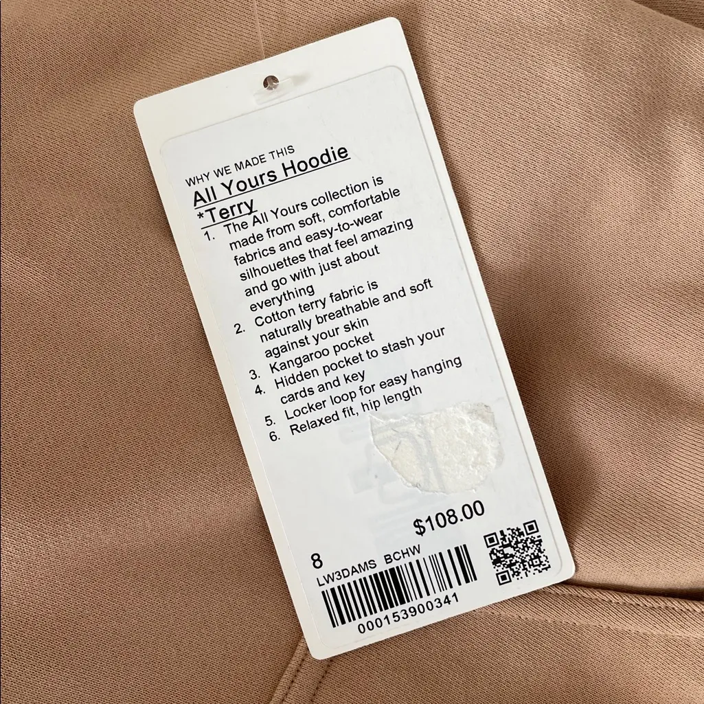 LULULEMON All Yours Hoodie Sweatshirt *French Terry in Beech Wood Size 8 NWT - Image 6