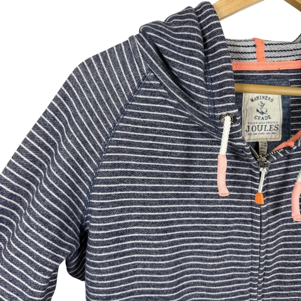 Joules Women’s Full Zip Knit Striped Hoodie in Blue/White Size 10 Blue - Image 9