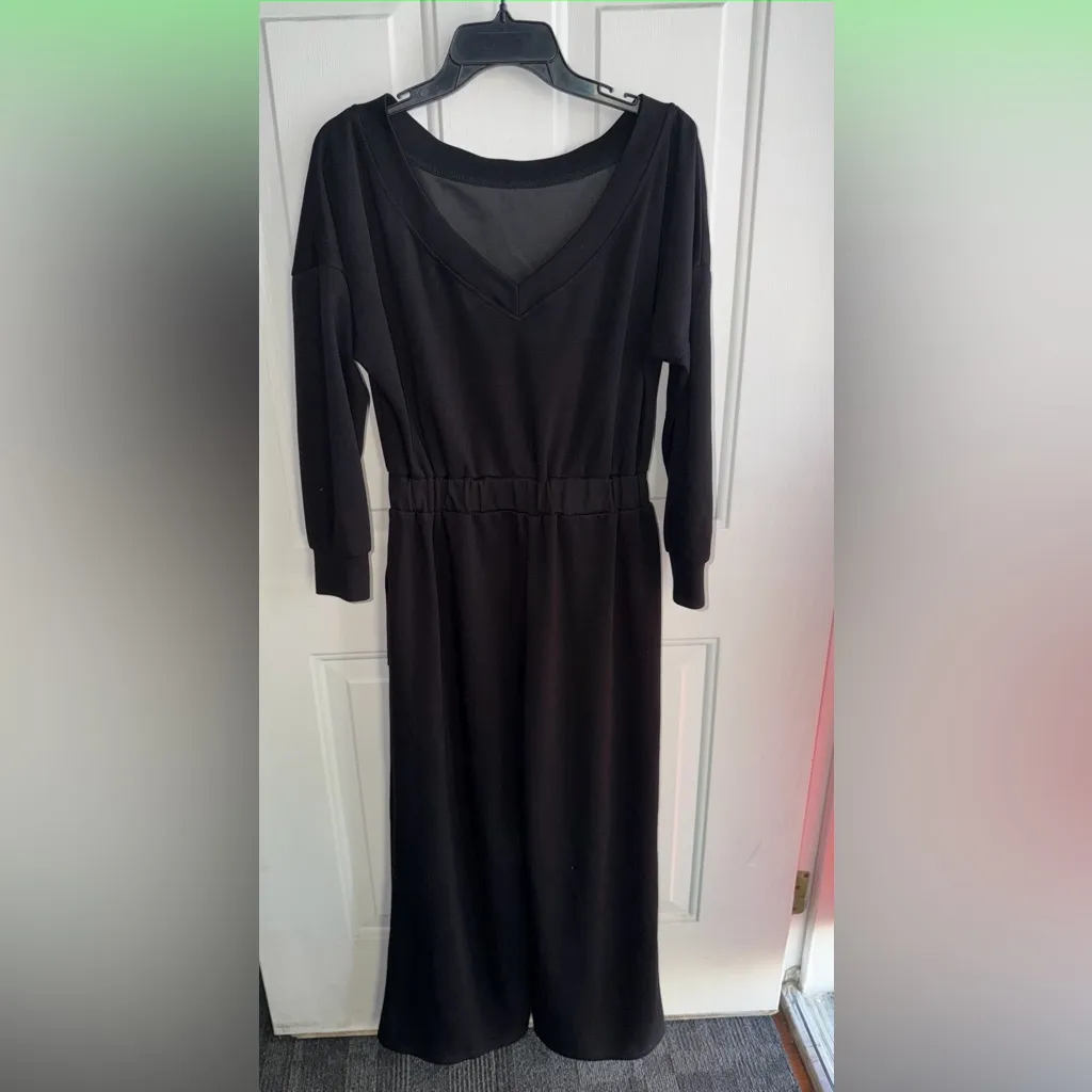 CHICME Size M – Black Open-Back Jumpsuit Women’s, Soft Stretch Minimalist Style - Image 8