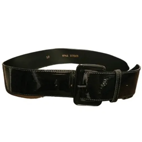 Vintage Astor Germany sz 12 Womens Black Patent Leather Wide Waist Buckle Belt - Image 2