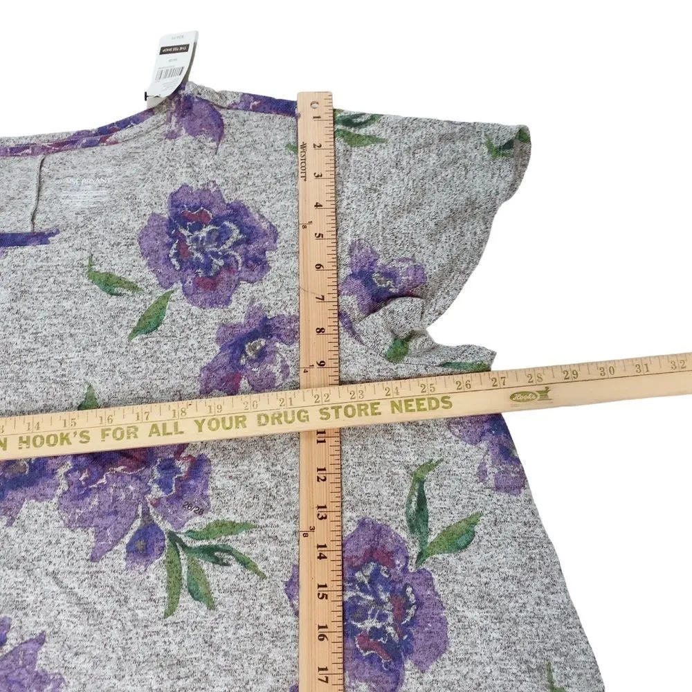 Lane Bryant Woman’s 26/28 Floral Purple Flowers & Gray The Tee Shop Top Blouse - Image 8