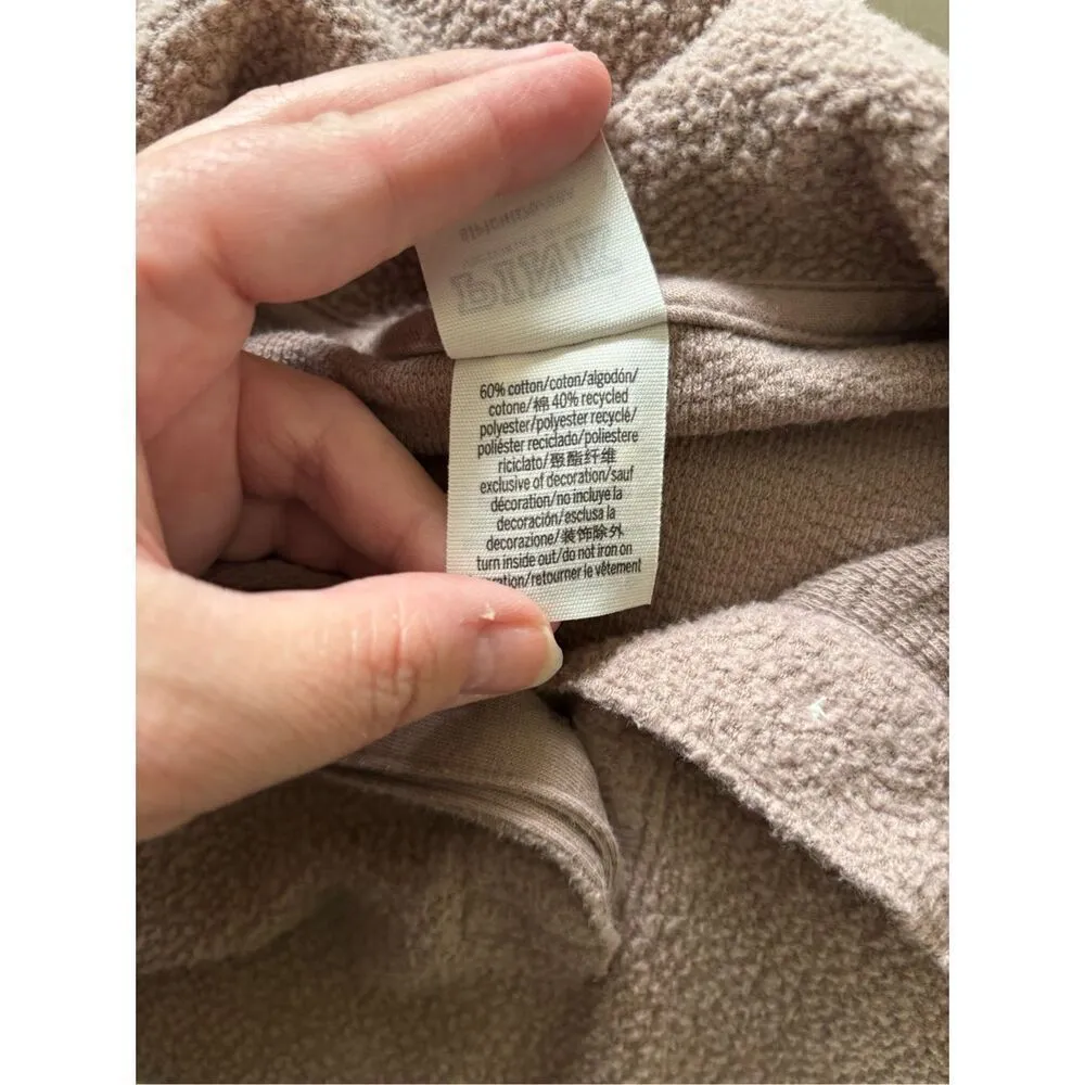 Victorias Secret PINK Fleece Varsity Cropped Sweatshirt Brown Sherpa Size Small - Image 3